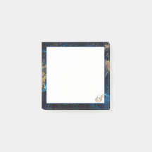 バラパーソナライズされた金ゴールドネイビーブルーマーブルスティッキー