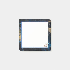 バラパーソナライズされた金ゴールドネイビーブルーマーブルスティッキー ポストイット