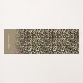 バラパーソナライズされた金ゴールドヒョウ斑点アニマルプリント ヨガマット (裏面(横))