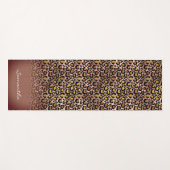 バラパーソナライズされた金ゴールドヒョウ斑点アニマルプリント ヨガマット (正面(横))