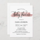 バラパーソナライズされた金ゴールドピンクホワイトガールベビーシャワー 招待状 (正面/裏面)