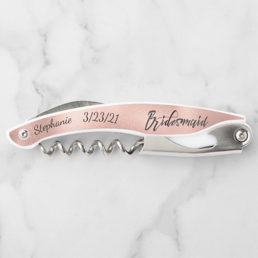 バラパーソナライズされた金ゴールドブ結婚ライデスメカスタムイド ソムリエナイフ (裏面)