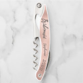 バラパーソナライズされた金ゴールドブ結婚ライデスメカスタムイド ソムリエナイフ (正面)