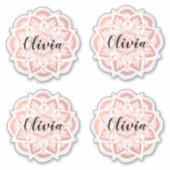 バラパーソナライズされた金ゴールドマンダラ名前をカスタムする シール (正面)