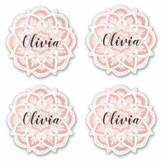 バラパーソナライズされた金ゴールドマンダラ名前をカスタムする シール (正面)