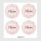 バラパーソナライズされた金ゴールドマンダラ名前をカスタムする シール (シート)