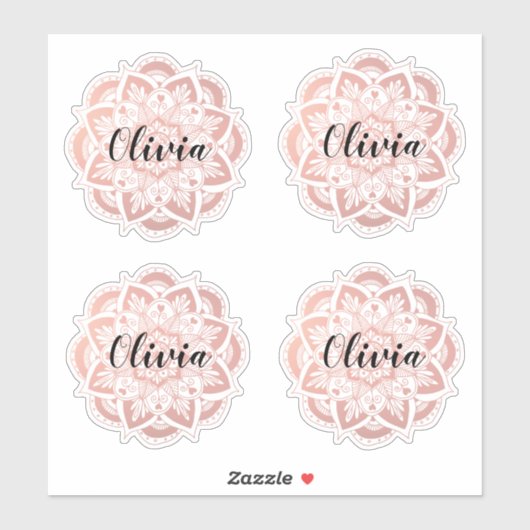 バラパーソナライズされた金ゴールドマンダラ名前をカスタムする シール (シート)