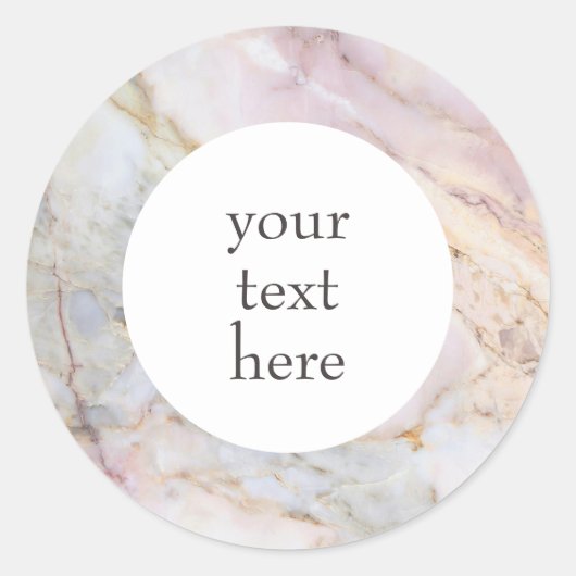 バラパーソナライズされた金ゴールドマーブルグレーステッカー ラウンドシール (正面)