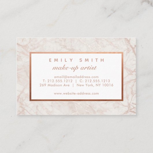 バラパーソナライズされた金ゴールドマーブル名刺 名刺 (裏面)