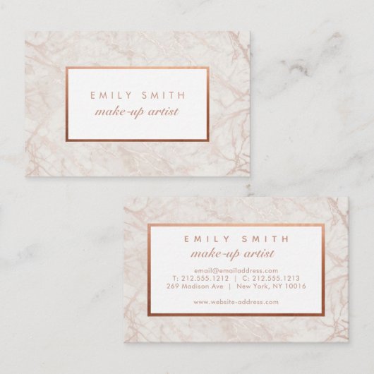 バラパーソナライズされた金ゴールドマーブル名刺 名刺 (正面/裏面)