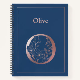 バラパーソナライズされた金ゴールドモノグラムイニシャルO ノートブック