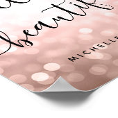 バラパーソナライズされた金ゴールドライト"こんにちは美しい" ポスター (角)