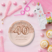 バラパーソナライズされた金ゴールドレオパード印刷40歳の誕生日 ペーパープレート (パーティー)