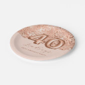 バラパーソナライズされた金ゴールドレオパード印刷40歳の誕生日 ペーパープレート (アングル)