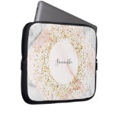 バラパーソナライズされた金ゴールド大理石グリッターノートパソコンケース ラップトップスリーブ (正面右)