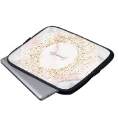 バラパーソナライズされた金ゴールド大理石グリッターノートパソコンケース ラップトップスリーブ (正面下部)