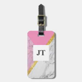 バラパーソナライズされた金ゴールド大理石ピンクラゲージタグ ラゲッジタグ