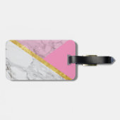 バラパーソナライズされた金ゴールド大理石ピンクラゲージタグ ラゲッジタグ (裏面横)