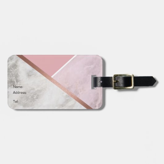 バラパーソナライズされた金ゴールド大理石ラゲージタグ ラゲッジタグ (正面横)