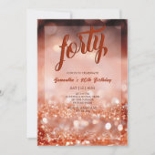 バラパーソナライズされた金ゴールド誕生日パーティーへの招待 招待状 (正面)