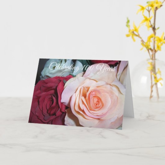バラパーソナライズされた100誕生日 カード (黄色い花)
