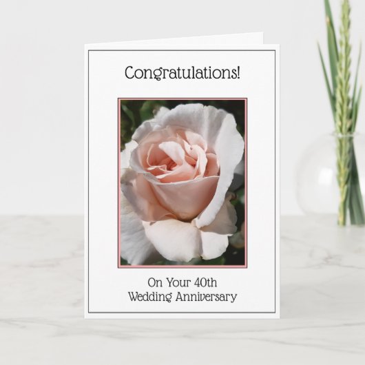 バラパーソナライズされた40周年記念結婚カード カード (正面)