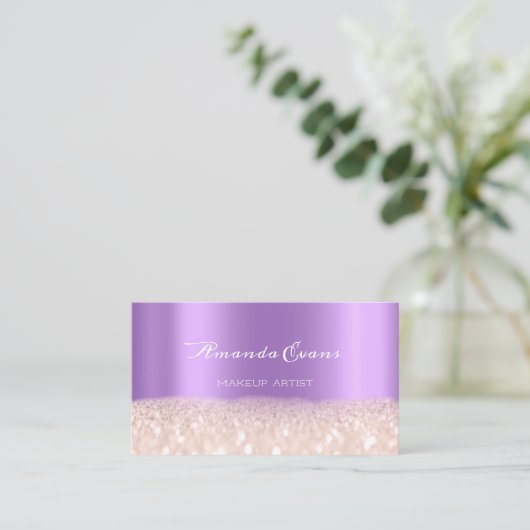 バラパープルグリッターメイクアップアーティストイベントプランナー 予約カード (スタンド正面)