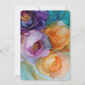 バラパープルピンクピーチイエローフローラ誕生日 招待状 (裏面)