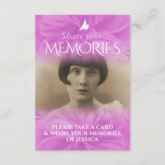 バラパープルピンク葬儀共有あなたのメモリーカード エンクロージャーカード (正面)