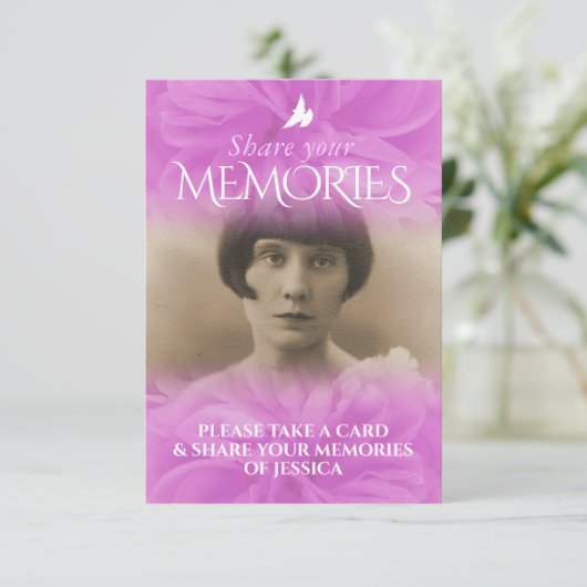 バラパープルピンク葬儀共有あなたのメモリーカード エンクロージャーカード (スタンド正面)