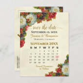 バラビクトリアンウェディング日付カレンダーを保存 案内ポストカード (正面/裏面)