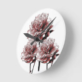 バラビクトリアンカラー牡丹写真 ラウンド壁時計 (傾斜)