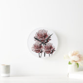 バラビクトリアンカラー牡丹写真 ラウンド壁時計 (ホーム)