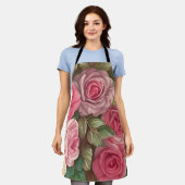 バラビクトリアンガーデンパステルピンク開花 エプロン (着用した状態)