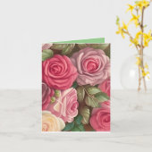 バラビクトリアンガーデンパステルピンク開花 カード (黄色い花)