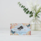 バラビクトリアンヴィンテージピアノブルービジネスカード 名刺 (スタンド正面)