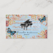 バラビクトリアンヴィンテージピアノブルービジネスカード 名刺 (正面)
