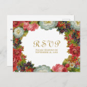 バラビクトリアンヴィンテージフローラ秋ウェディングRSVP ポストカード (正面/裏面)