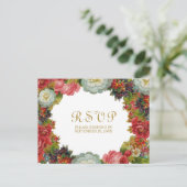 バラビクトリアンヴィンテージフローラ秋ウェディングRSVP ポストカード (スタンド正面)