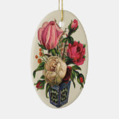バラビクトリアン花フローラバラ花束 セラミックオーナメント (右)