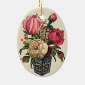 バラビクトリアン花フローラバラ花束 セラミックオーナメント (裏面)