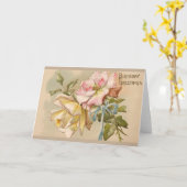 バラビクトリアン誕生日グリーティングカード カード (黄色い花)