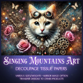 バラビクトリアン金ゴールドステームパンクキャットデカップページ 薄葉紙