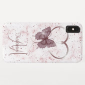 バラピンエレガントクバタフライ、ハート大理石モノグラム Case-Mate iPhoneケース (裏面(横))
