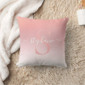 バラピンクきらめくグリッタースパークルモノグラムの クッション (ブランケット)