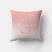 バラピンクきらめくグリッタースパークルモノグラムの クッション (裏面)