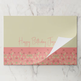 バラピンクとクリーム紙ランチョンマット ペーパーパッド