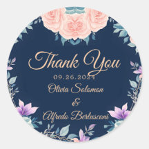 バラピンクとネイビーブルーの花のエレガントモダン