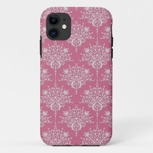 バラピンクとホワイトのフローラルダマスク Case-Mate iPhoneケース (裏面)