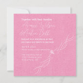 バラピンクとホワイトミニマル結婚リスト 招待状 (正面)